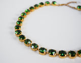 Green Tourmaline Swarovski Collet Necklace - Small Round