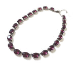 Amethyst Purple Crystal Collet Necklace - Medium Oval