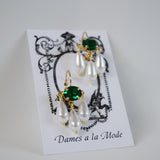 Silver Plated - Girandole Earrings - Small Crystal and Pearl