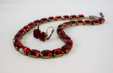 Garnet Swarovski Crystal Collet Necklace - Small Octagon