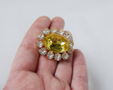 Citrine Yellow Crystal Cluster Brooch