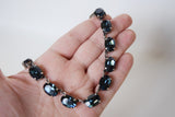 Navy Blue Swarovski Crystal Necklace - Medium Oval