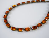 Orange Topaz Swarovski Crystal Necklace - Medium Oval