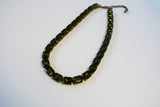 Olive Green Crystal Collet Necklace - Small Octagon