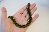 Olive Green Crystal Collet Necklace - Small Octagon