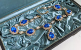 Large Swarovski Sapphire Blue Halo Necklace with Teardrop