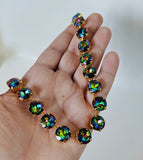 Rainbow Crystal Riviere Necklace - Small Round