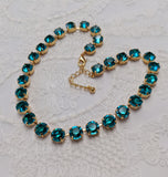 Blue Zircon Crystal Collet Necklace - Small Round