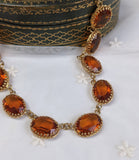 Madeira Topaz Swarovski Crystal Collet Necklace - Large Oval