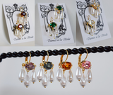 Silver Plated - Girandole Earrings - Small Crystal and Pearl