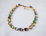 Pastel Crystal Harlequin Collet Necklace - Medium Oval