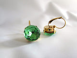 Peridot Green Paste Glass Earrings - Medium Round