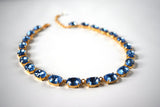 Light Blue Crystal Riviere Necklace - Medium Oval