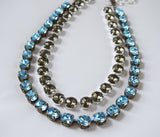 Gunmetal Grey Collet Necklace | Crystal Riviere Necklace - Small Round