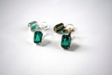Emerald Green Crystal Earrings - Medium Octagon
