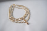 Triple Strand Glass Pearl Necklace