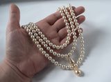 Triple Strand Glass Pearl Necklace