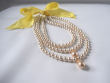 Triple Strand Glass Pearl Necklace