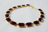 Garnet Swarovski Crystal Collet Necklace - Large Octagon