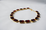 Garnet Swarovski Crystal Collet Necklace - Large Octagon
