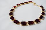 Garnet Swarovski Crystal Collet Necklace - Large Octagon