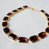 Garnet Swarovski Crystal Collet Necklace - Large Octagon