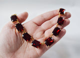 Garnet Swarovski Crystal Collet Necklace - Large Octagon