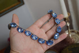 Light Blue Aurora Crystal Collet Necklace - Large Oval