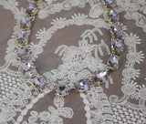 Pale Purple Aurora Crystal Collet Necklace - Large Oval