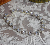 Pale Purple Aurora Crystal Collet Necklace - Large Oval