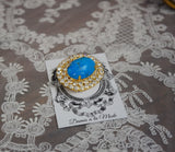 Double Crystal Cluster Brooch - Turquoise