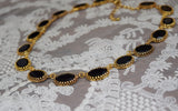 Black Onyx Collet Necklace - Large Oval Crown Setting