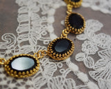 Black Onyx Collet Necklace - Large Oval Crown Setting