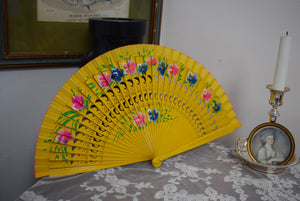 Wooden Hand Fan - Yellow