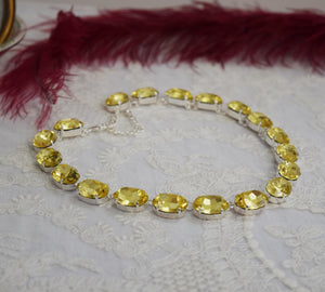 Citrine Yellow Aurora Collette Necklace - Large Oval