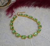 Light Green Aurora Crystal Collet Necklace - Large Octagon