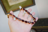Garnet Red Aurora Crystal Collet Necklace - Medium Oval