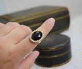 Onyx and Crystal Ring - Large Oval