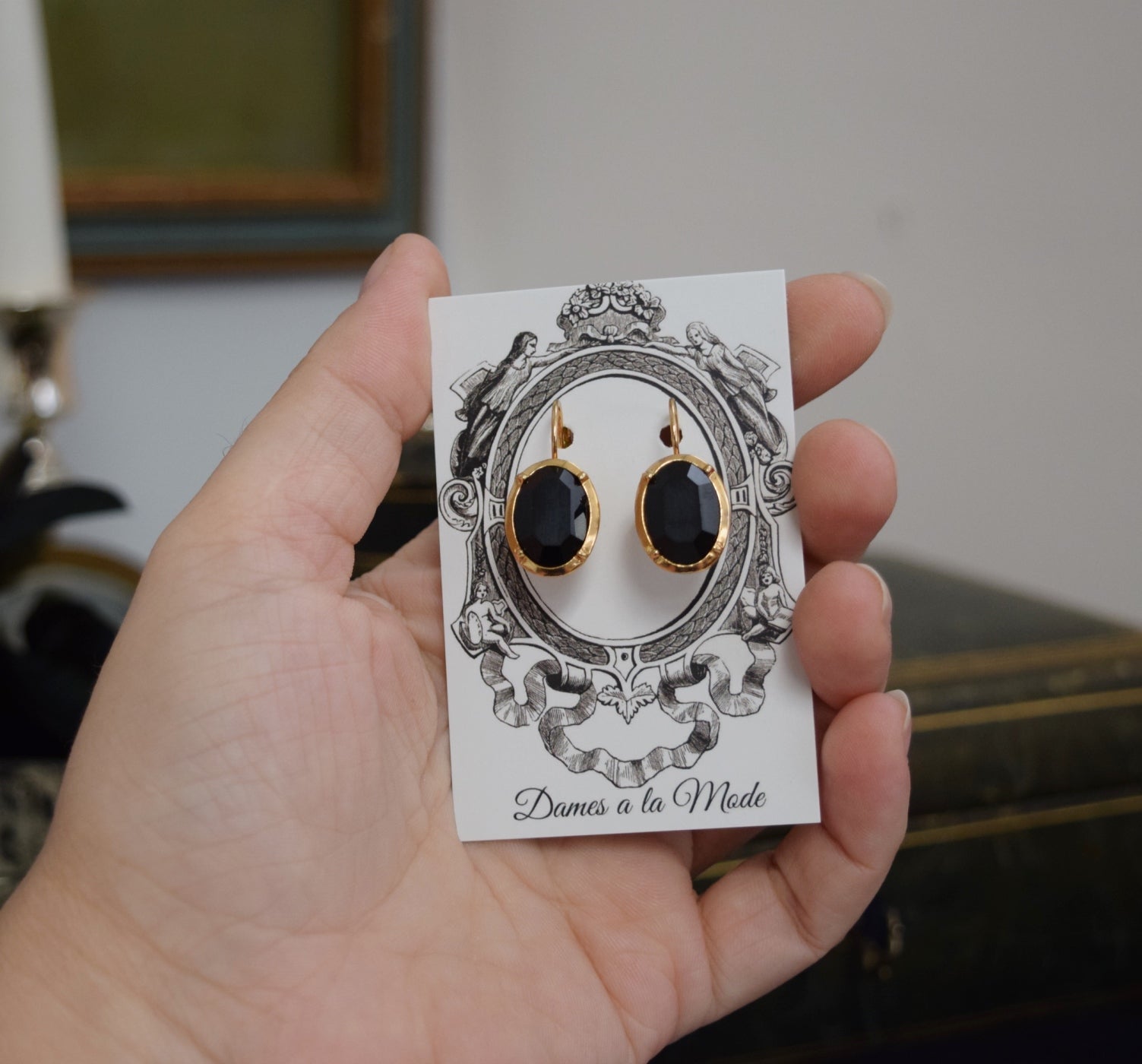 Jet black store earrings