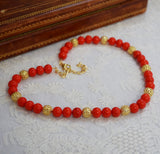 Renaissance Coral Red and Filigree Necklace