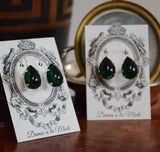 Emerald Green Cabochon Earrings - Large Teardrop - ON SALE