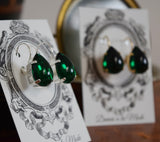 Emerald Green Cabochon Earrings - Large Teardrop - ON SALE