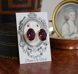 SALE! Amethyst Purple Swarovski Earrings - Large Oval