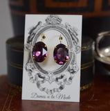 SALE! Amethyst Purple Swarovski Earrings - Large Oval