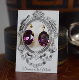 Amethyst Purple Swarovski Earrings - Large Oval - ON SALE