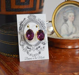 SALE! Amethyst Purple Swarovski Earrings - Large Oval
