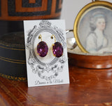 Amethyst Purple Swarovski Earrings - Large Oval - ON SALE