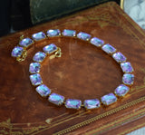 Pastel Rainbow Aurora Crystal Necklace - Large Octagon