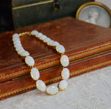 White Opal Crystal Necklace - Large Oval