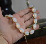 White Opal Crystal Necklace - Large Oval